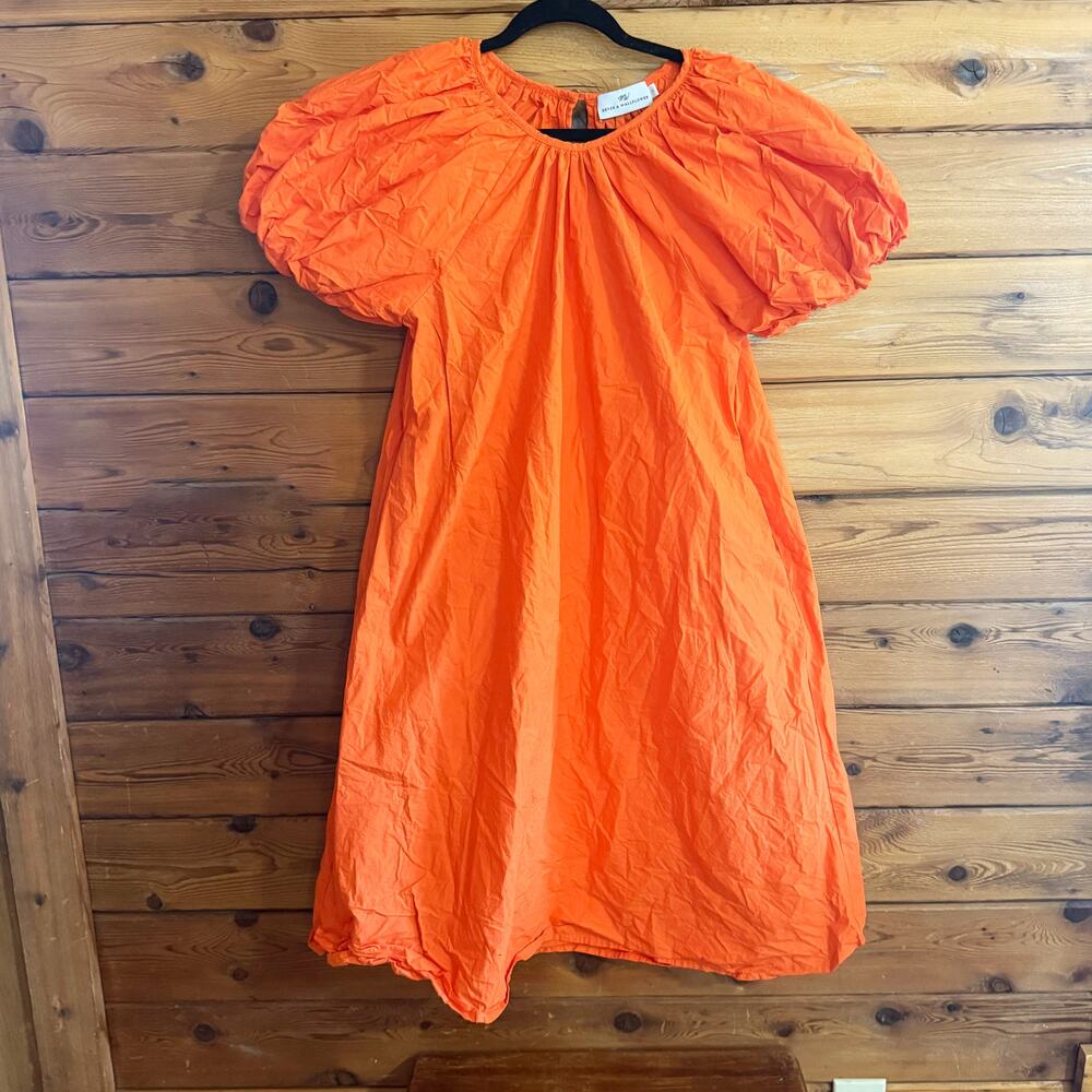Never a Wallflower Orange Puffy Sleeve Dress Small